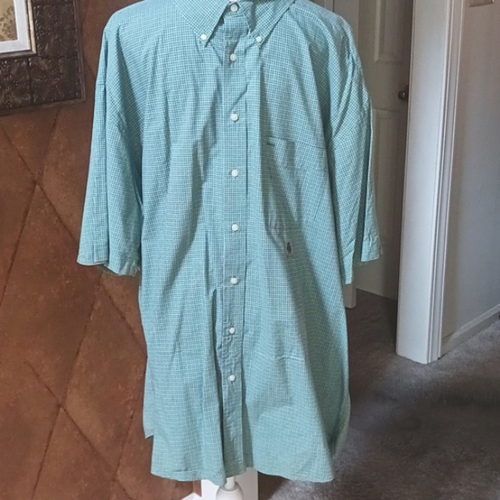 TOMMY Hilfiger Men's Short Sleeve Green/Blue Shirt Size 3XLT - Picture 4 of 13